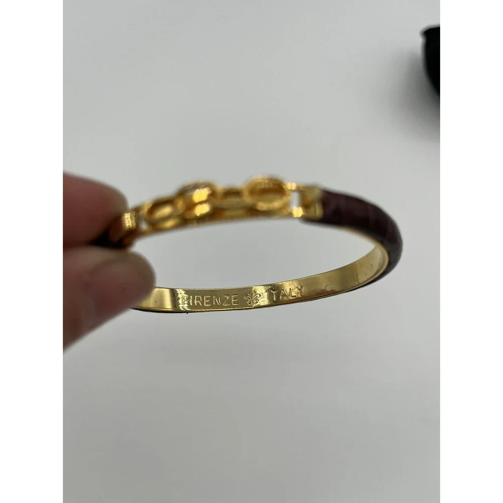 Gold Plate Snakeskin Leather Bracelet Made in Italy
